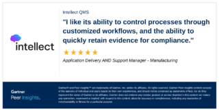 "I like its ability to control processes through customized workflows, and the ability to quickly retain evidence for compliance." Five stars. Application Delivery and Support Manager, Manufacturing